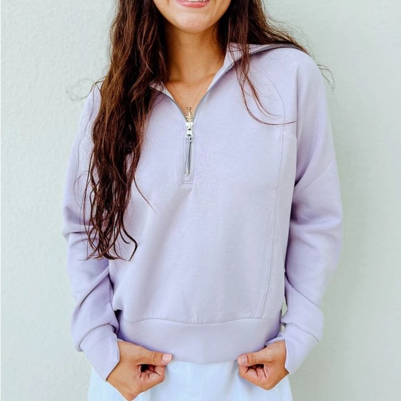 SPANX AirEssentials Half Zip Lilac Sweatshirt XS - Picture 1 of 5